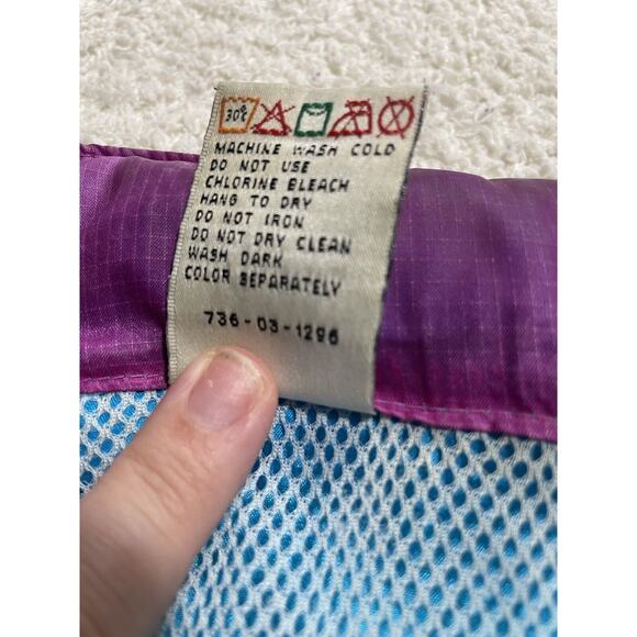 VTG Puma 80s Track Jacket Windbreaker Colorblock Neon Womens Medium Black Blue - Picture 8 of 12